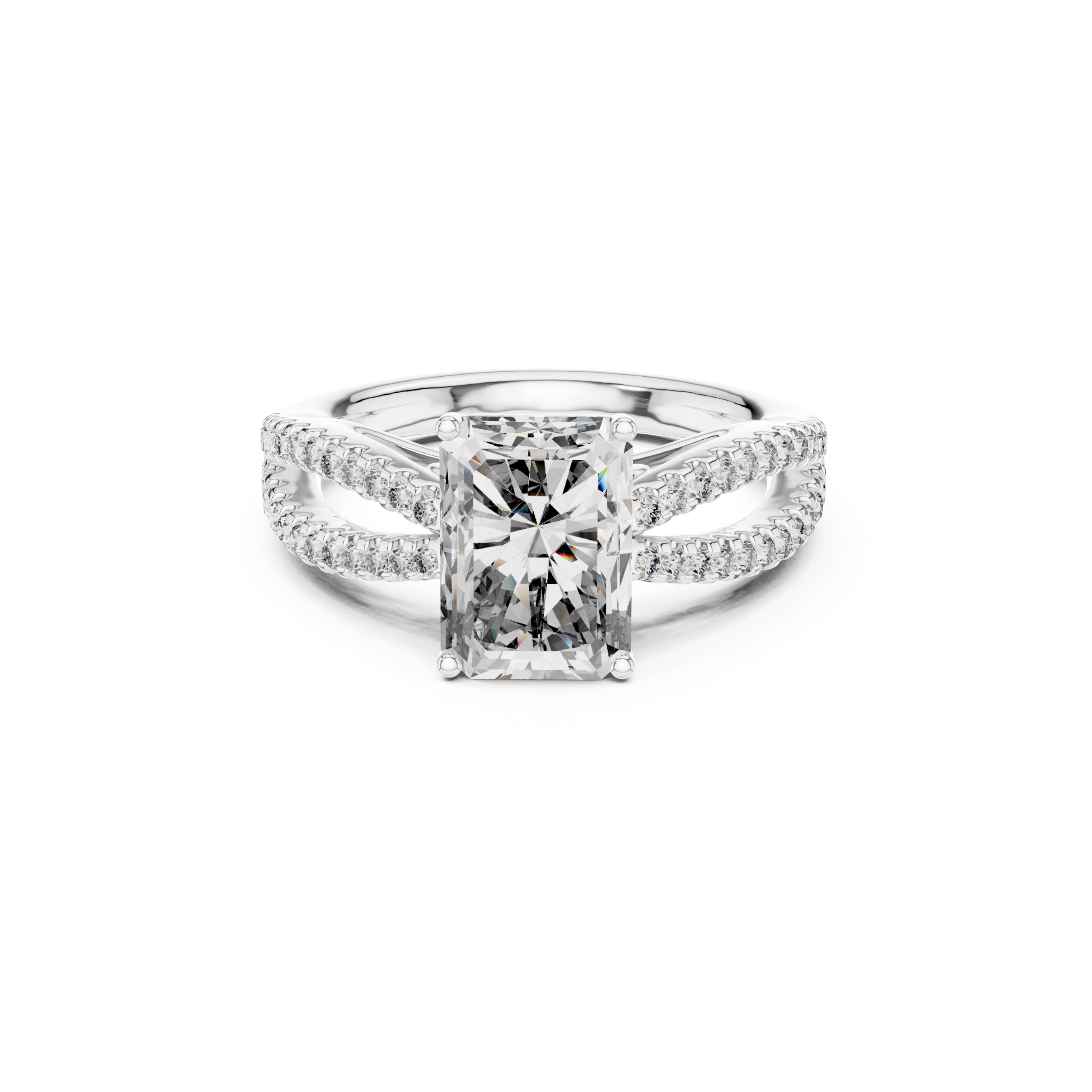 Twin Pave Radiant Lab Grown Diamond Ring