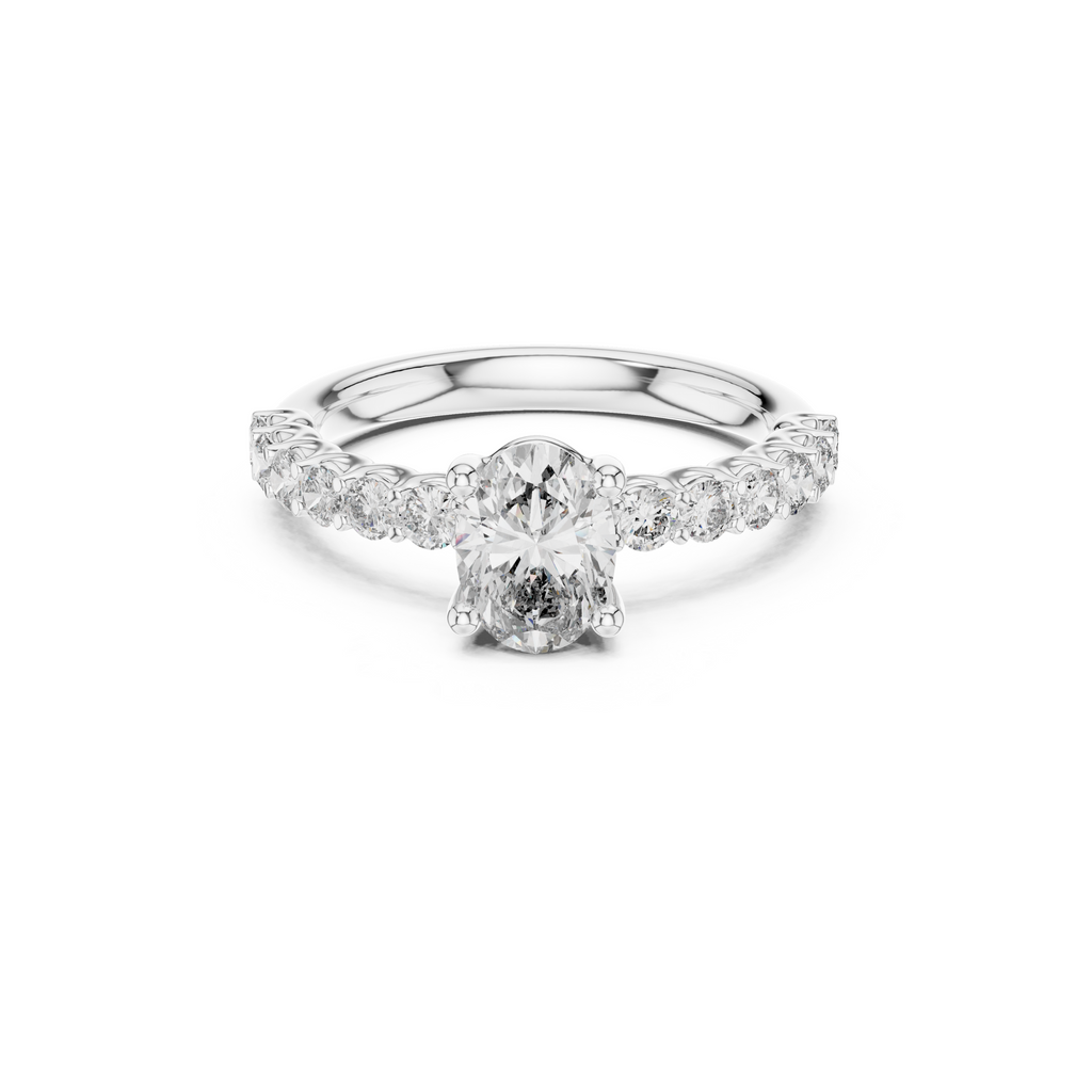 Pave Band Lab Grown Diamond Solitaire Ring