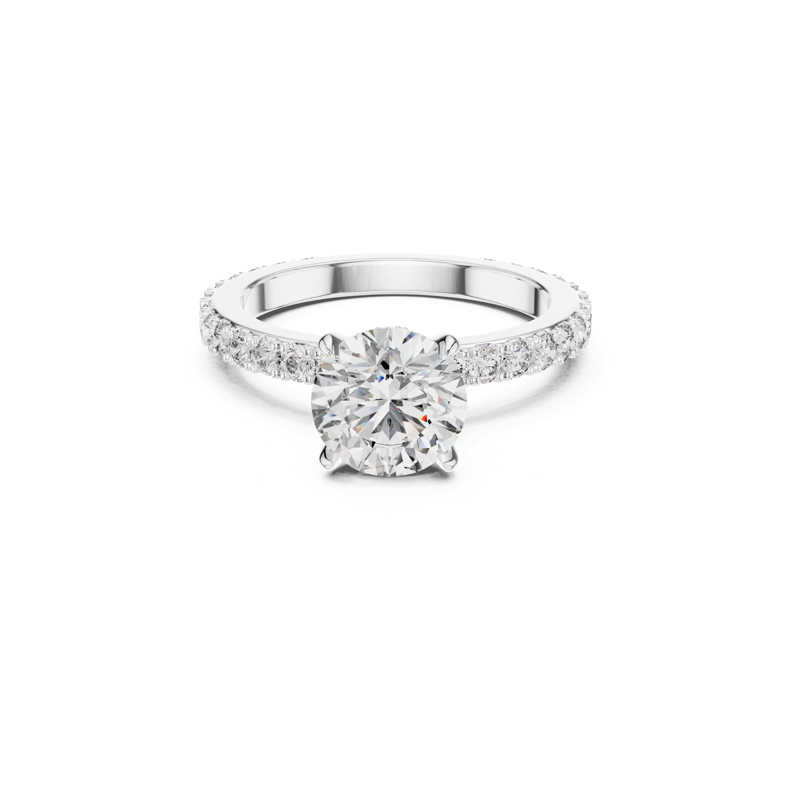 Round-Cut Lab Grown Diamond Ring with Pavé Band