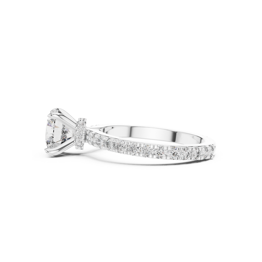 Round-Cut Lab Grown Diamond Ring with Pavé Band