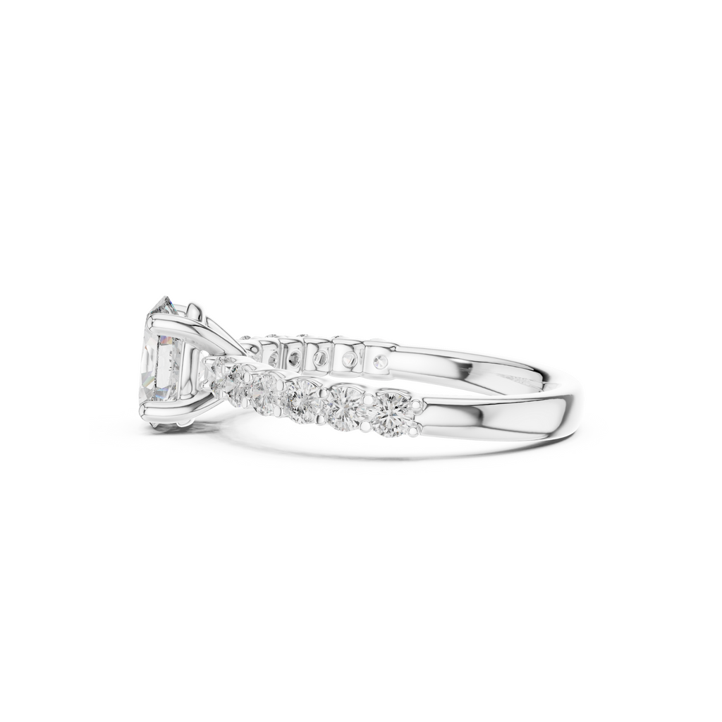 Pave Band Lab Grown Diamond Solitaire Ring