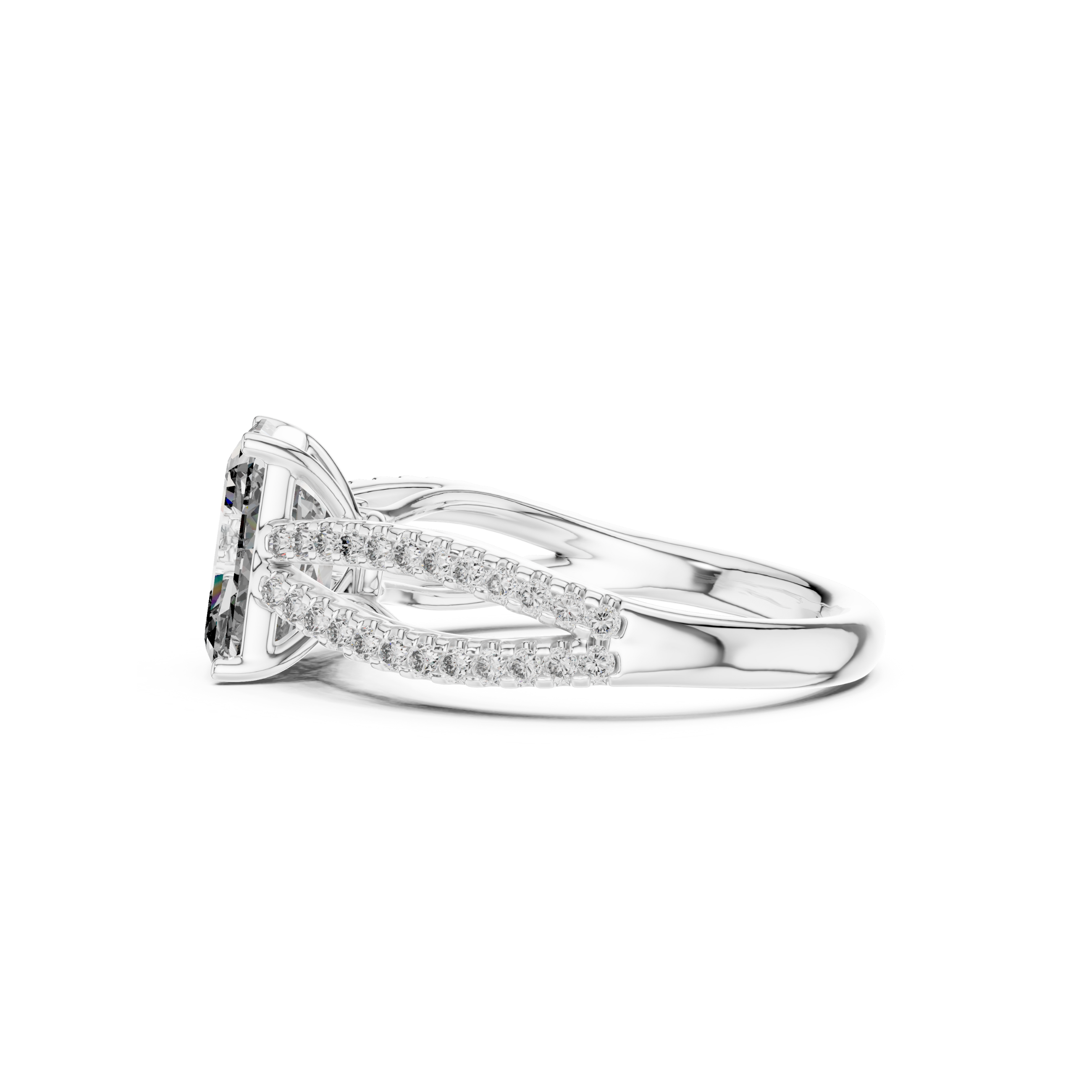 Twin Pave Radiant Lab Grown Diamond Ring