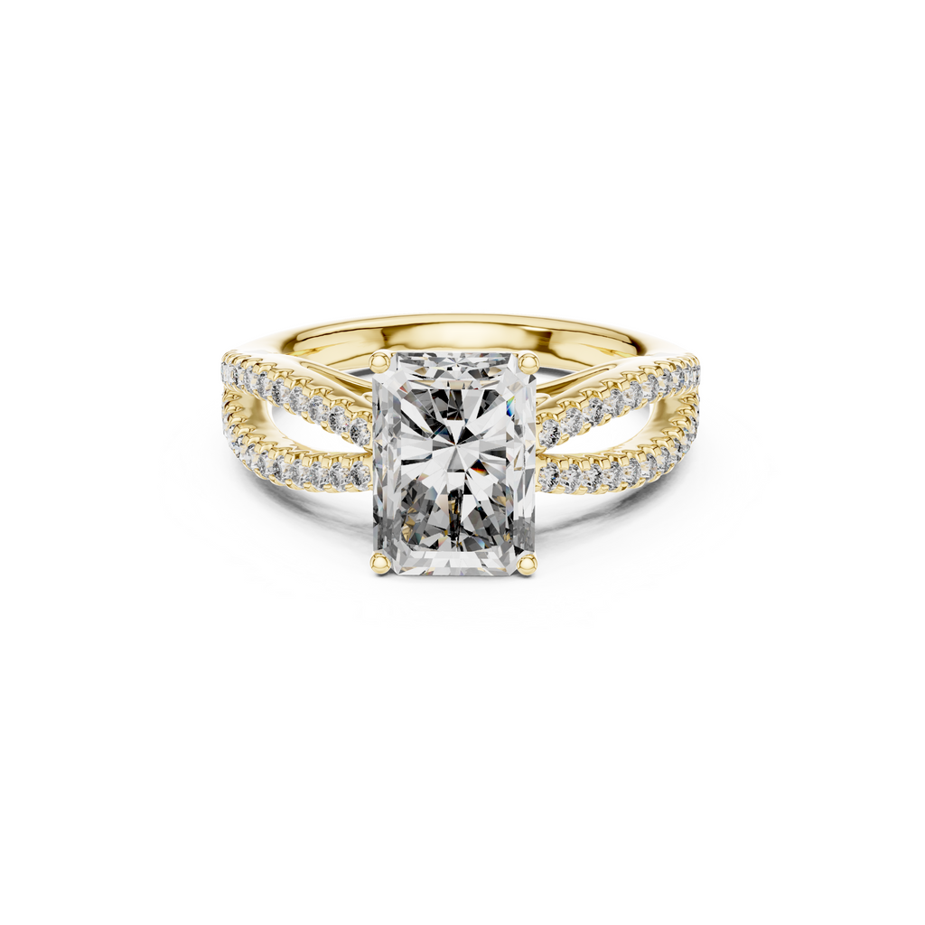 Twin Pave Radiant Lab Grown Diamond Ring