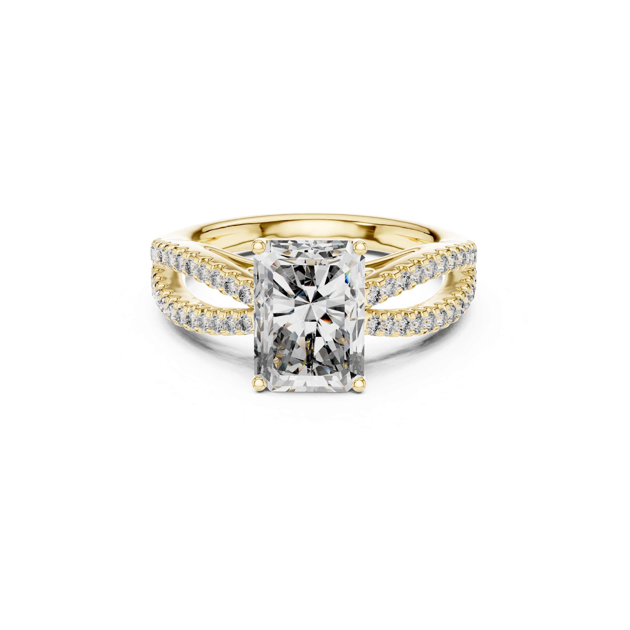 Twin Pave Radiant Lab Grown Diamond Ring