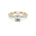 Pave Band Lab Grown Diamond Solitaire Ring
