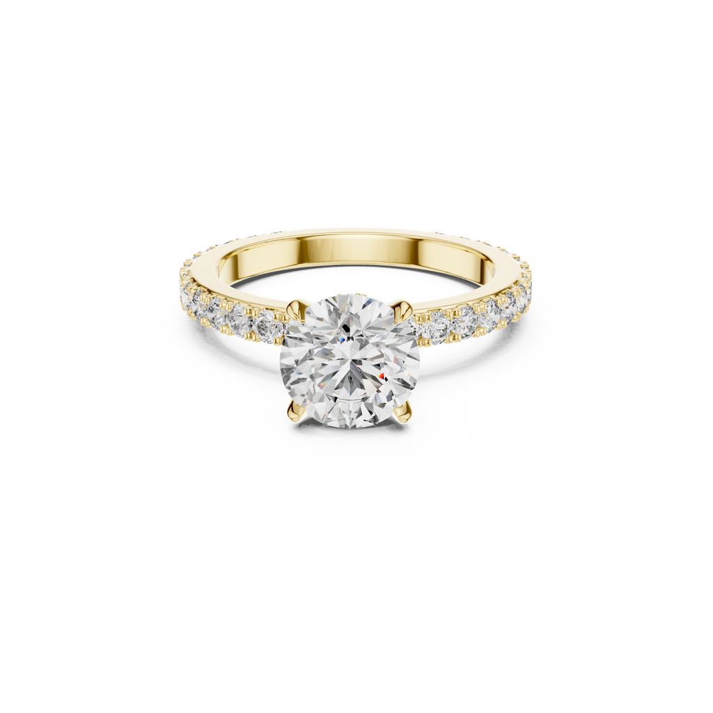 Round-Cut Lab Grown Diamond Ring with Pavé Band
