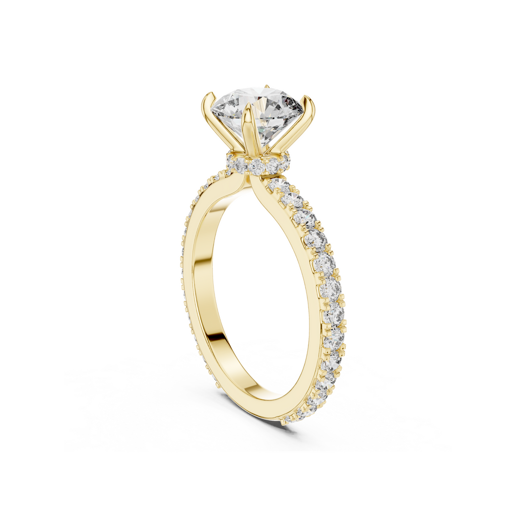 Round-Cut Lab Grown Diamond Ring with Pavé Band