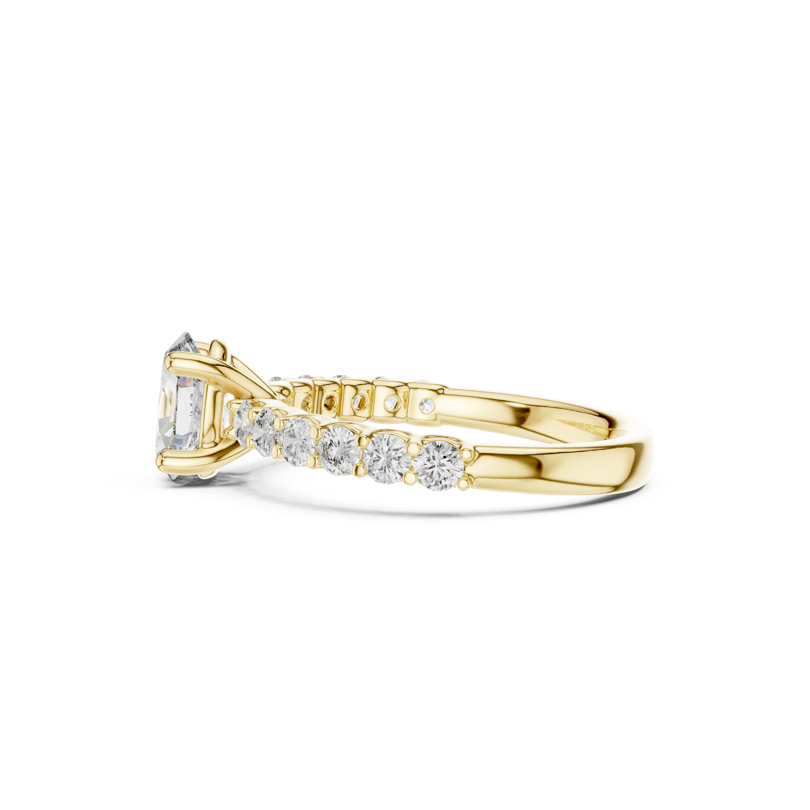 Pave Band Lab Grown Diamond Solitaire Ring